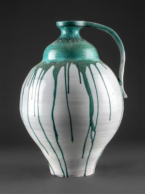 Zöld padlóváza (füles)